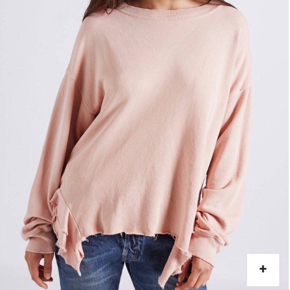 Current/Elliott slouchy pink ruffled sweatshirt